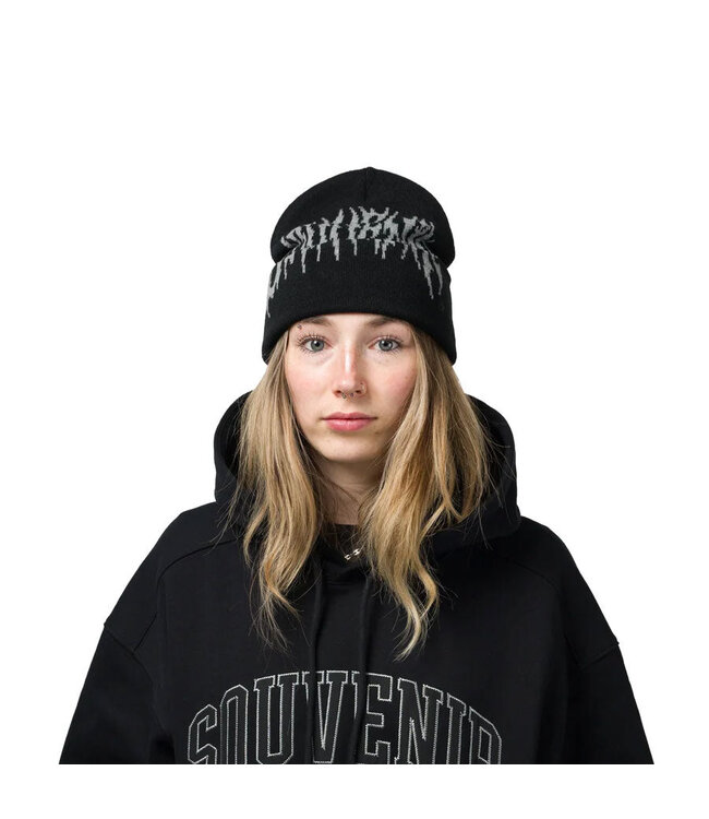 SOUVENIR MENS DIRTY CUFF BEANIE BLACK BLACK 2027