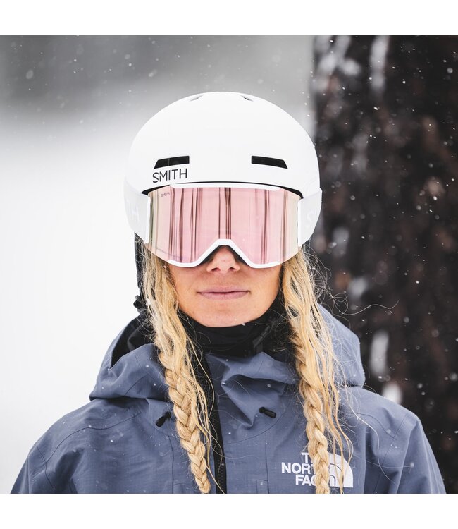 SMITH SQUAD MAG GOGGLE WHITE VAPOR W/ CHROMAPOP EVERYDAY ROSE GOLD MIRROR + CHROMAPOP STORM ROSE FLASH 2027