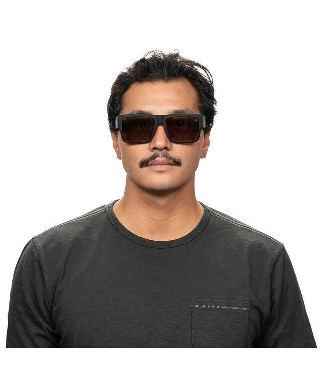 SPY CYRUS SUNGLASSES SOFT MATTE BLACK FADE w/ HAPPY GREY BLACK MIRROR