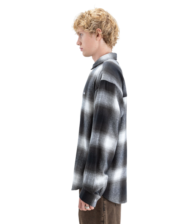 BEYOND MEDALS MENS FADED CHECK SHIRT BLACK 2027