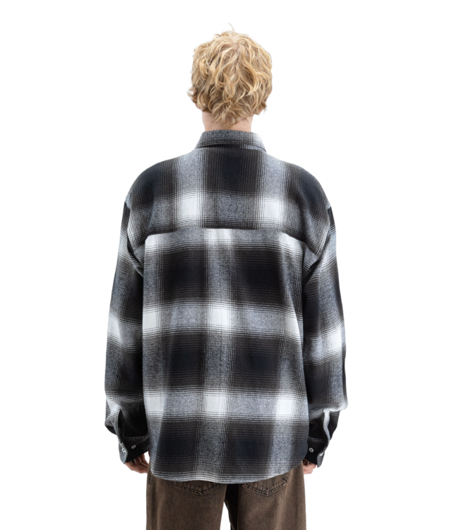 BEYOND MEDALS MENS FADED CHECK SHIRT BLACK 2027
