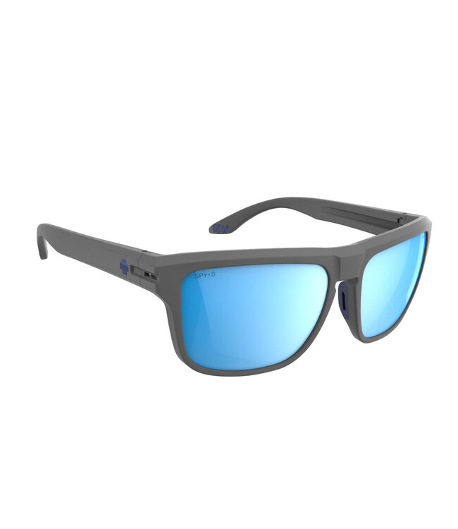 SPY REGION MATTE GRAY SUNGLASSES w/ HAPPY BOOST ICE BLUE MIRROR POLAR