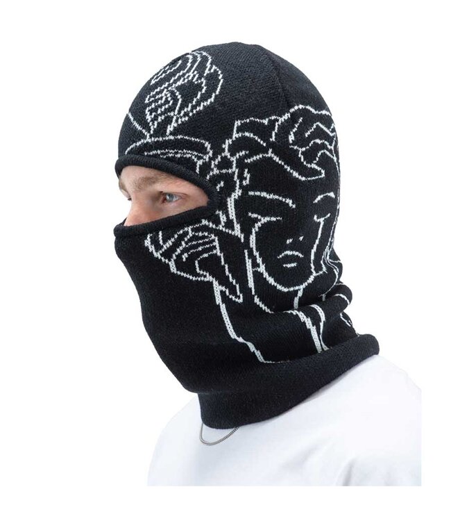 BEYOND MEDALS MENS JACQUARD KNIT BALACLAVA ANGEL BLACK 2027