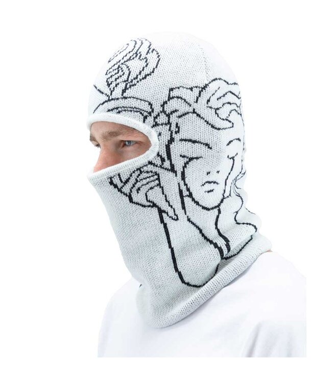 BEYOND MEDALS MENS JACQUARD KNIT BALACLAVA ANGEL WHITE 2027