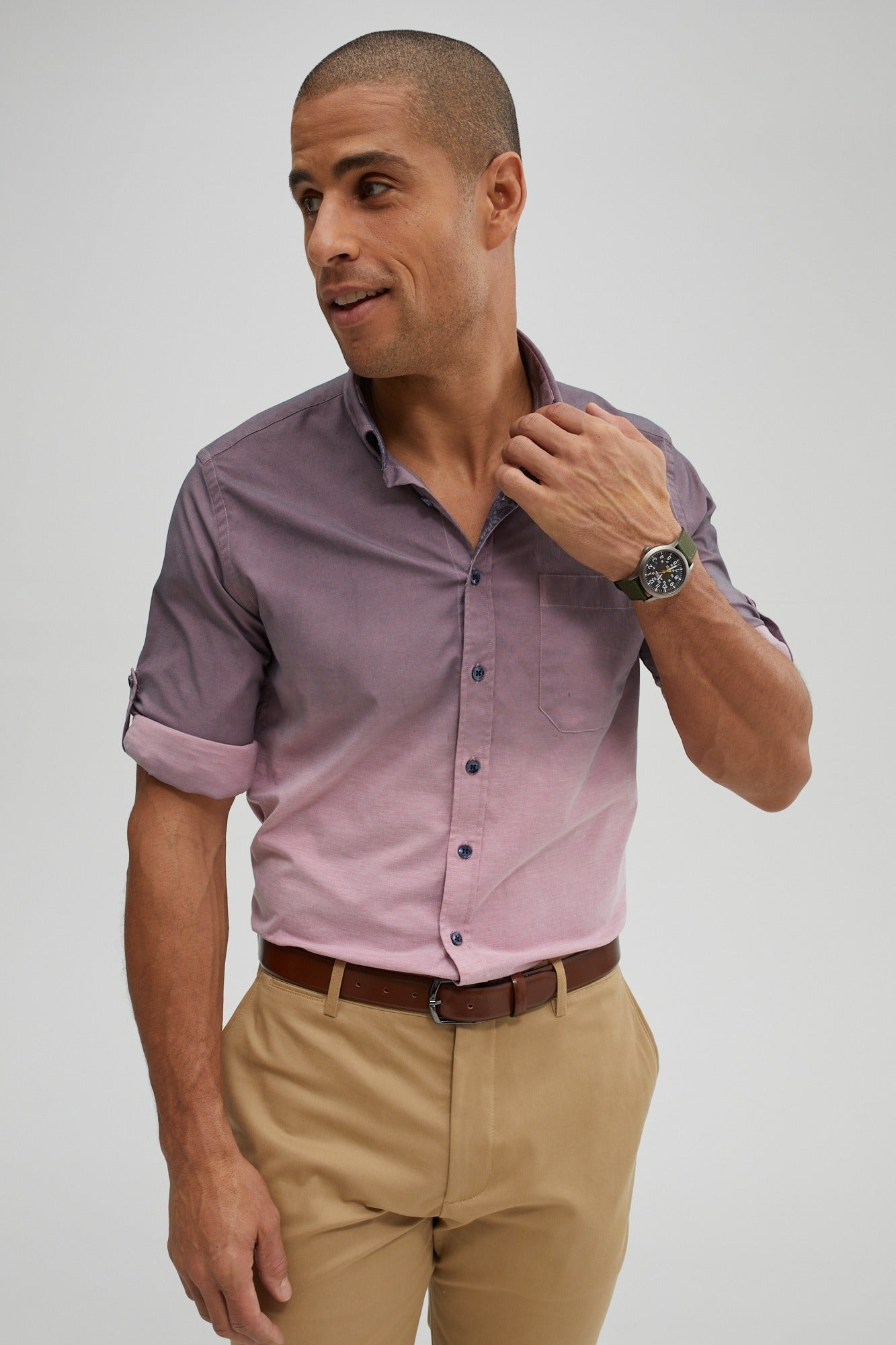 Long Sleeve Woven Shirt - Grapefruit