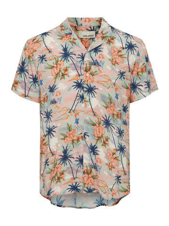 Blend Summer Flowy Shirt With Palms and Pinups Print