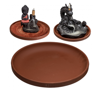 Backflow Reverse Flow Cone Incense Burner - Ceramic Clay Plate Catcher