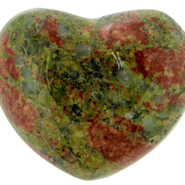 Unakite Jasper Puffy Hearts - Medium