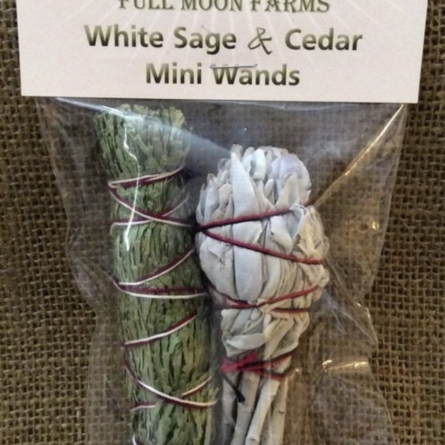 White Sage & Cedar Mini Smudge Stick- 2 Pack -Full Moon Farms