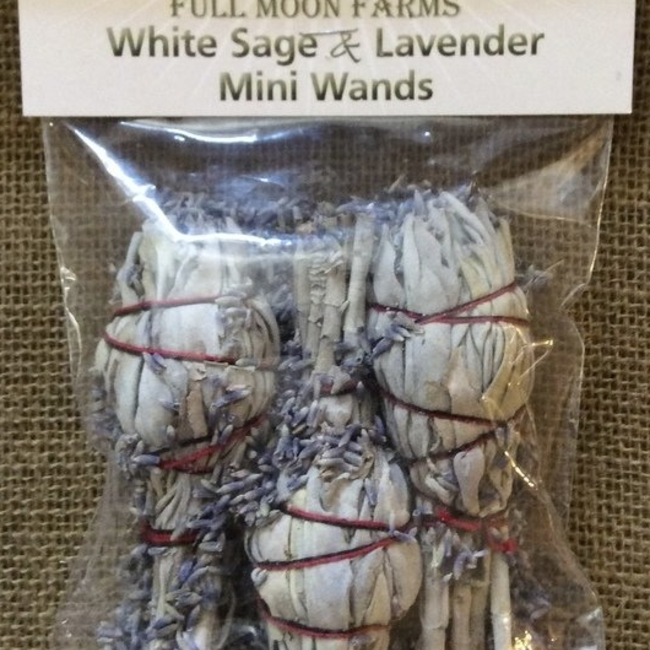 White Sage & Lavender Mini Smudge Stick- 3 Pack -Full Moon Farms