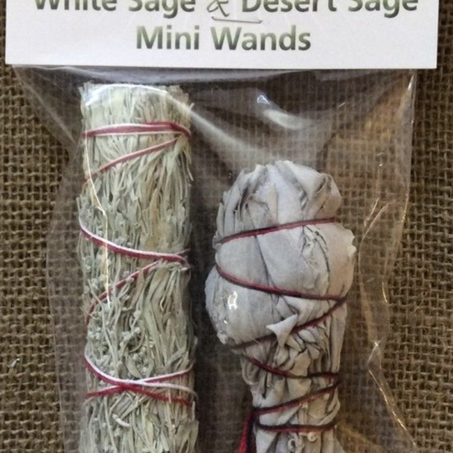 White Sage & Desert Sage Mini Smudge Sticks - 2 Pack -Full Moon Farms