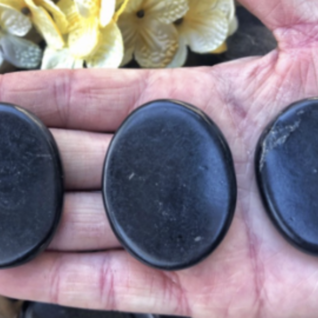 Shungite Worry (Thumb Fidget Relaxation Pocket) Stones - Medium Oval