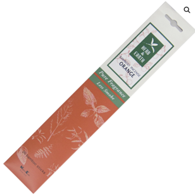 Orange Incense- 20 Sticks -Herb & Earth- Natural Oil-Low Smoke