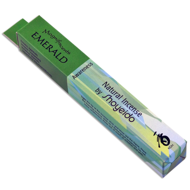 Natural Incense-Emerald (Awareness) Sandalwood Cinnamon Clove-30 Sticks/9g-Shoyeido