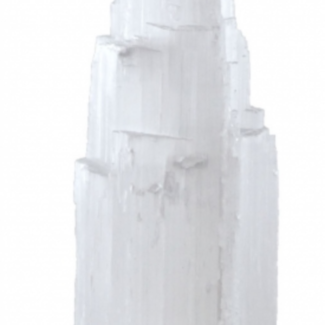 Selenite (Satin Spar Gypsum) Single Iceberg Tower Lamp Light - 6"  (Cord & Bulb Included)