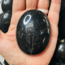 Black Tourmaline Palm Pillow Pocket Stone - Large
