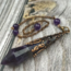 Amethyst Pendulums - Faceted Point (Antique Bronze) Boho Vintage