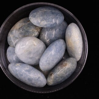 Blue Calcite Palm Pillow Pocket Stone