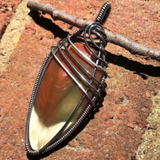 Common Opal Amulet Titanium Long Necklace - Arrowhead