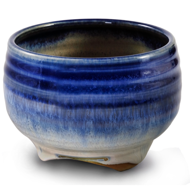 Incense Stick Burner Holder-Blue Rim Ceramic Bowl