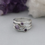 Amethyst Triple Wrap Ring - Size 6 Faceted Round - Sterling Silver