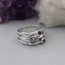 Amethyst Triple Wrap Ring - Size 6 Faceted Round - Sterling Silver