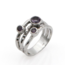 Amethyst Triple Wrap Ring - Size 6 Faceted Round - Sterling Silver