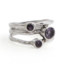 Amethyst Triple Wrap Ring - Size 6 Faceted Round - Sterling Silver