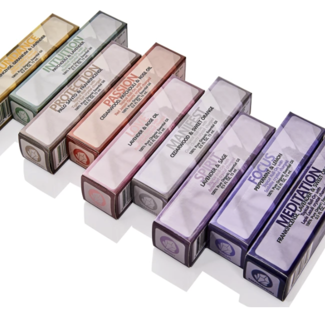 Organic Essential Oil Roller Roll On - Meditation (Frankincense, Lavender & Orange) Lapis Lazuli  .5oz-Earth's Elements