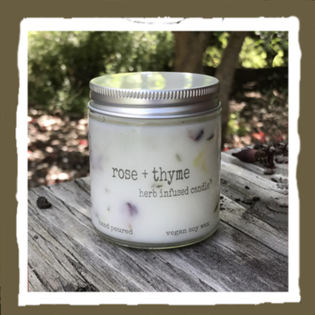 Rose & Thyme - Herb Infused Candle - 4 oz