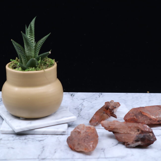 Tangerine Quartz with Hematite Inclusion Clusters - Medium Rough Raw Natural