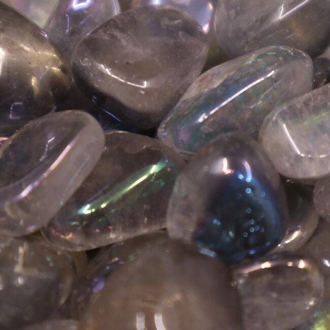 Rainbow (Titanium) Blue Aura Clear Quartz - Tumbled