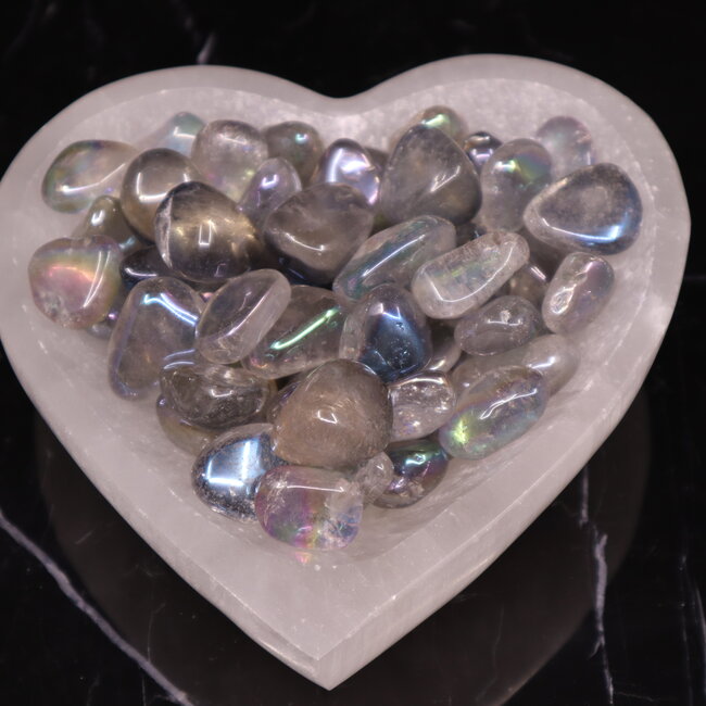 Rainbow (Titanium) Blue Aura Clear Quartz - Tumbled