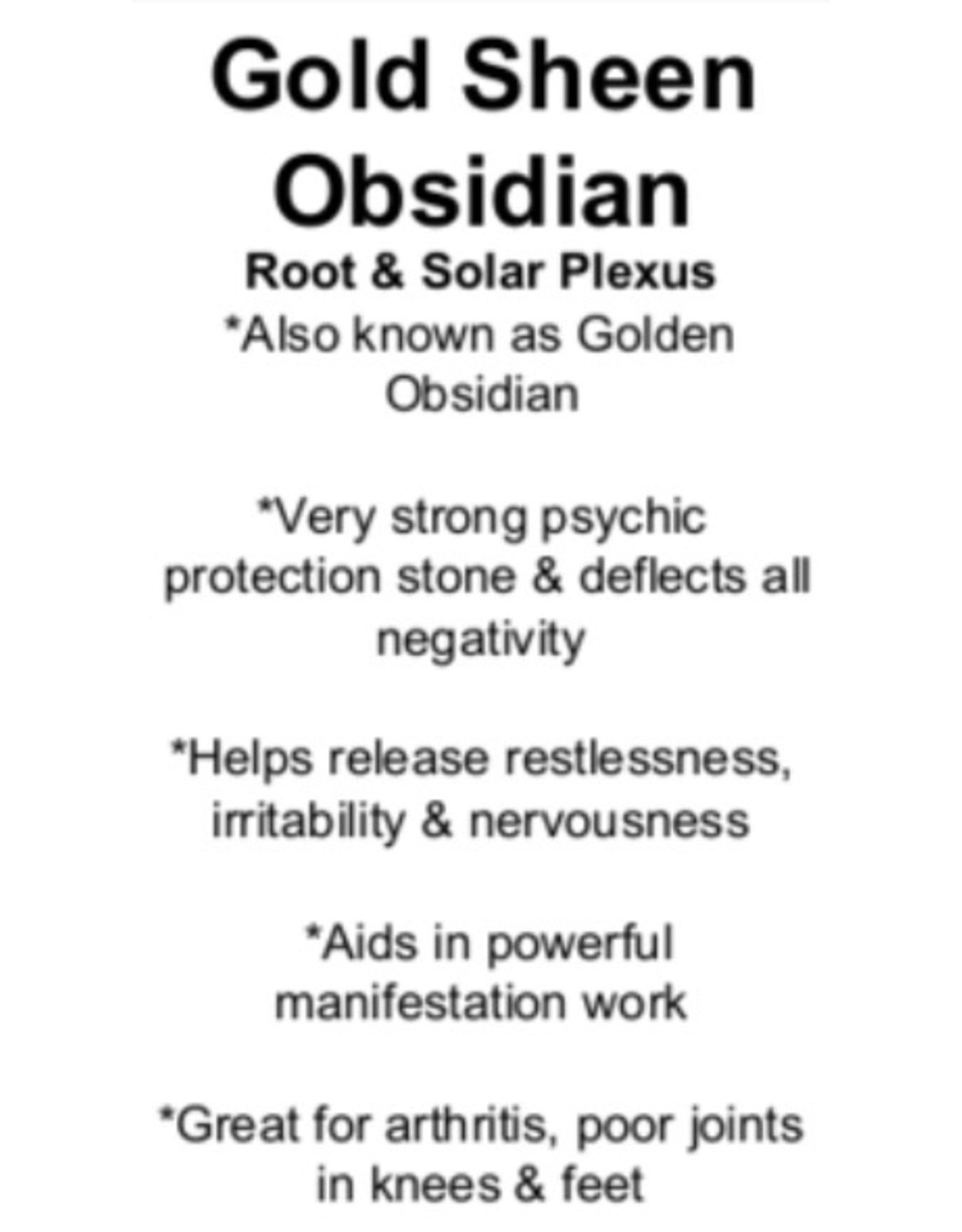 golden sheen obsidian properties