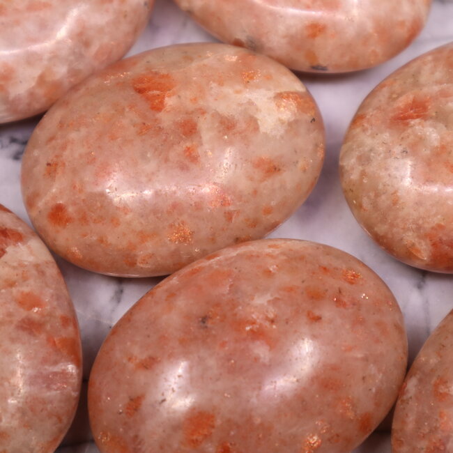 Sunstone (Heliolite) Palm Pillow Pocket Stone XL Extra Large