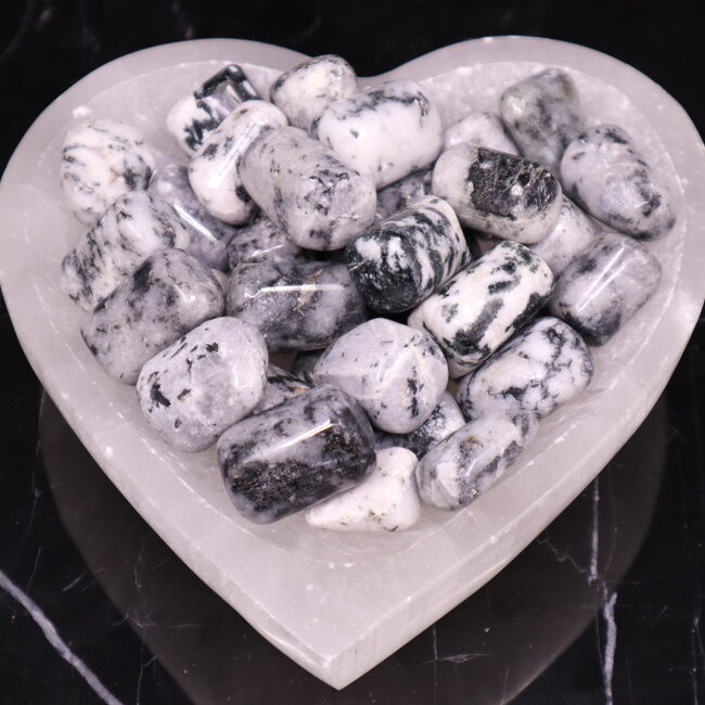 Black Tourmaline in Clear Quartz (Tourmalated Tourmalinated Rutilated Quartz) - Tumbled