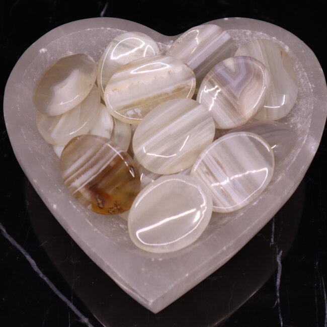 Banded Agate Worry (Thumb Fidget Relaxation Pocket) Stone - Medium Oval