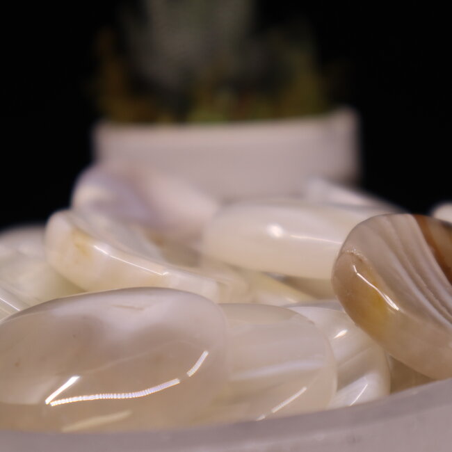 Banded Agate Worry (Thumb Fidget Relaxation Pocket) Stone - Medium Oval