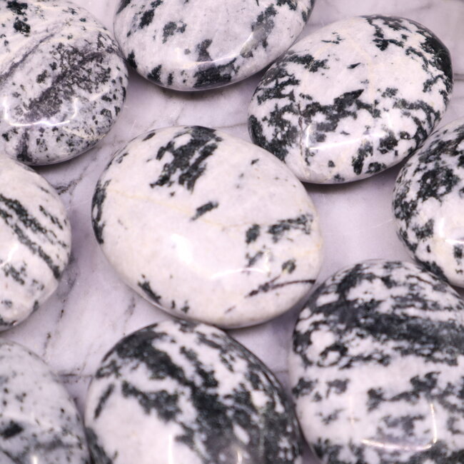Black Tourmaline in Clear Quartz (Tourmalated Tourmalinated Rutilated Quartz) Palm Pillow Pocket Stone - XL Extra Large