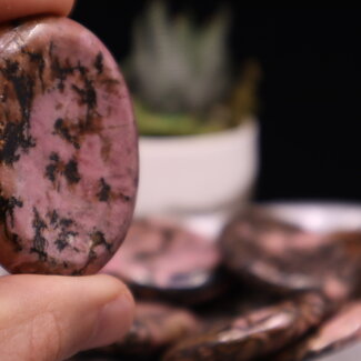 Rhodonite Worry (Thumb Fidget Relaxation Pocket) Stones - Large Oval