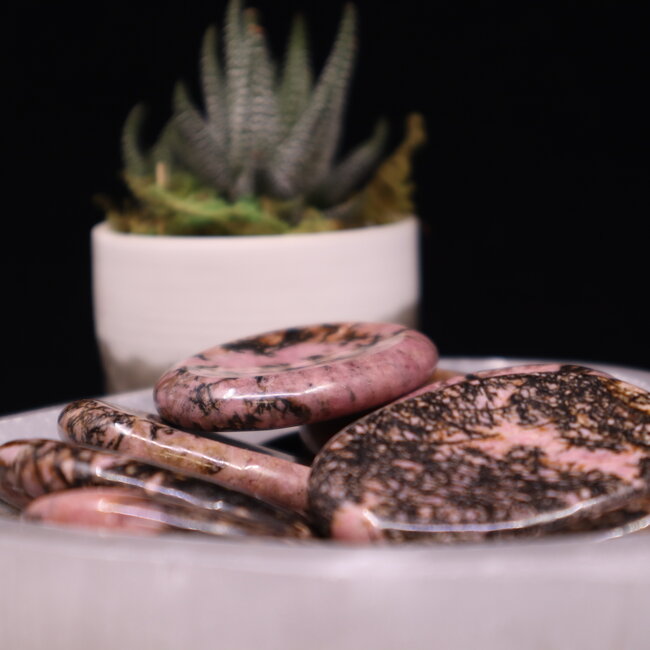 Rhodonite Worry (Thumb Fidget Relaxation Pocket) Stones - Large Oval