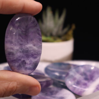 Rainbow Fluorite Worry (Thumb Fidget Relaxation Pocket) Stones - Large Oval