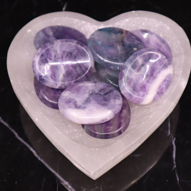 Rainbow Fluorite Worry (Thumb Fidget Relaxation Pocket) Stones - Large Oval