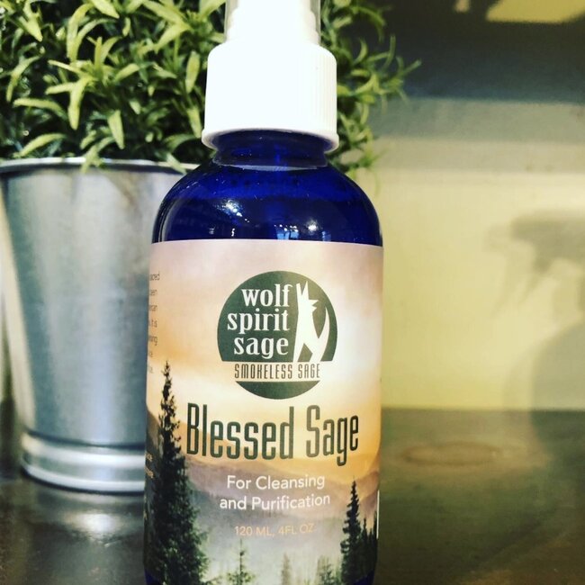 Blessed Sage & Lavender Smudge Spray 4 oz - Clear Quartz & Amethyst Crystal Infused Room Spray