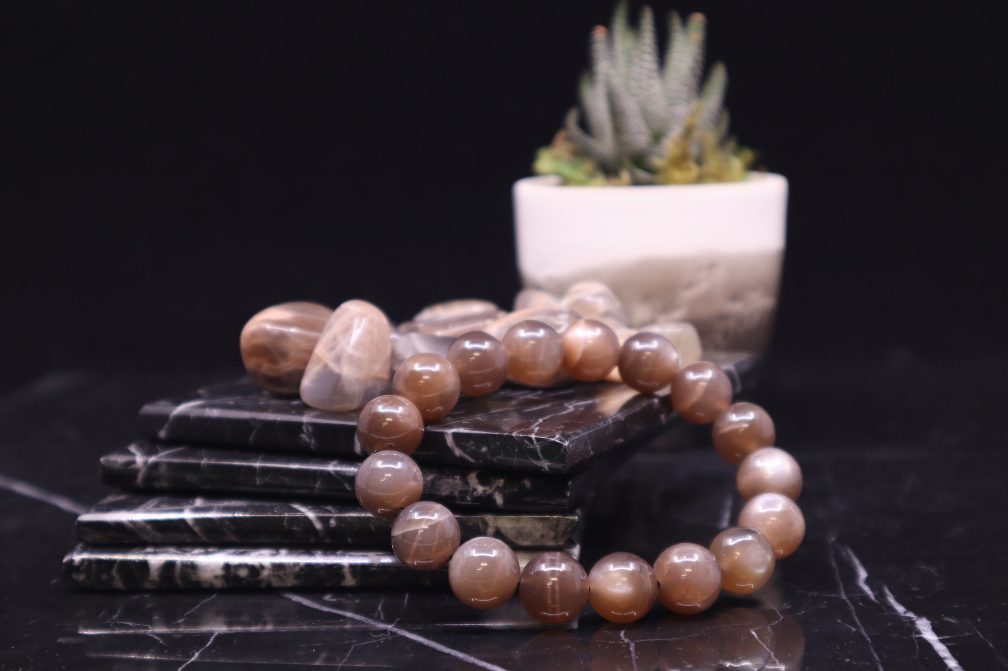 Black Moonstone Bracelet - 10mm - Awakenings
