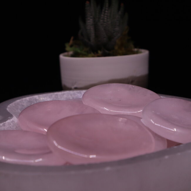 Rose Quartz  Worry (Thumb Fidget Relaxation Pocket) Stones - Large Oval