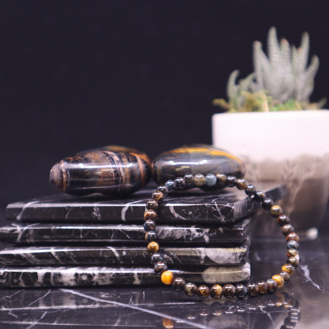 Blue Tigers Eye (Hawks Eye) Bracelets - 4mm Mini