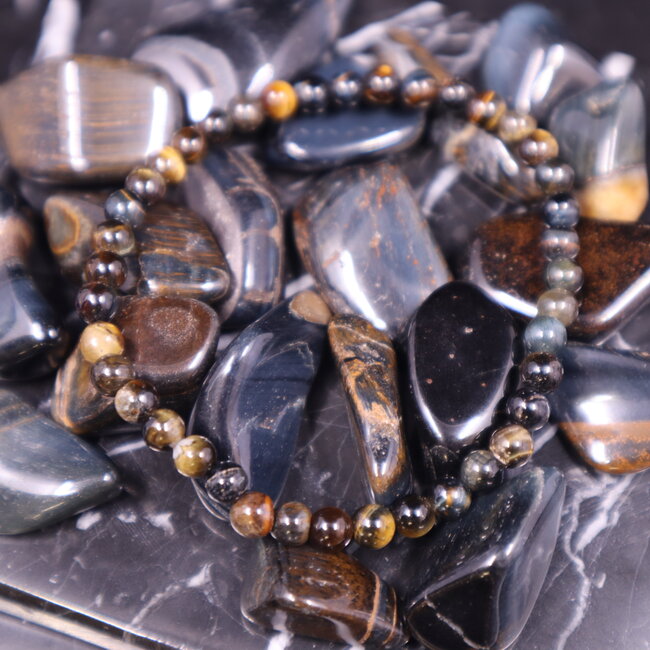 Blue Tigers Eye (Hawks Eye) Bracelets - 4mm Mini