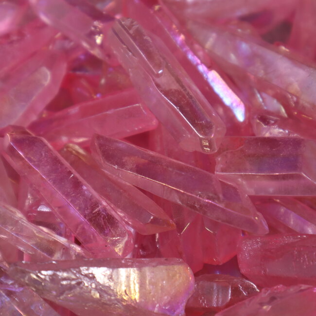 Pink (Rose) Aura Clear Crystal Quartz - Points Rough Raw