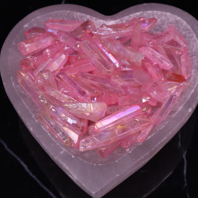 Pink (Rose) Aura Clear Crystal Quartz - Points Rough Raw